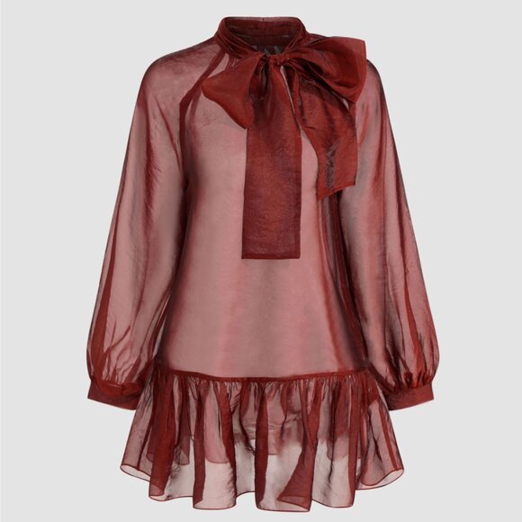 Red Bowknot Sheer Mini Dress with Cami Mini Dress - Picture 6 of 13